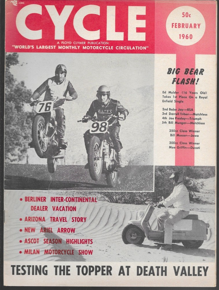 CYCLE MAGAZINE FEBRUARY 1960 (FN) MOTORCYCLE MAG, MORE IN MY EBAY STORE