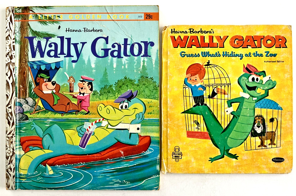WALLY GATOR ~ childrens 1st ed Little Golden Book & Whitman Tell-A-Tale Book set