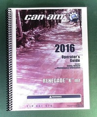 2016 Can-Am Renegade 1000 X MR Owner’s Manual: 172 pages & protective Covers!