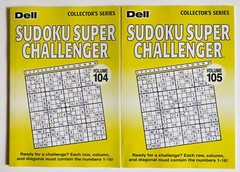 Lot of 2 – 16 grid SUDOKU SUPER CHALLENGER Sunday Size DELL Penny Press 104 105