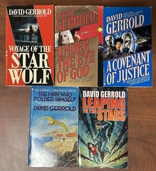 LOT (5) DAVID GERROLD Science Fiction Sci-Fi Books, Used, Star Wolf, Man/Folded