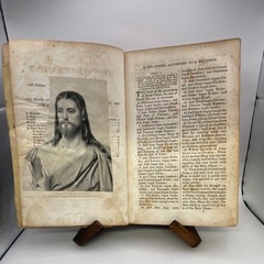 American Bible Society 1843 New Testament Psalms Leather Illustrated Bible Book